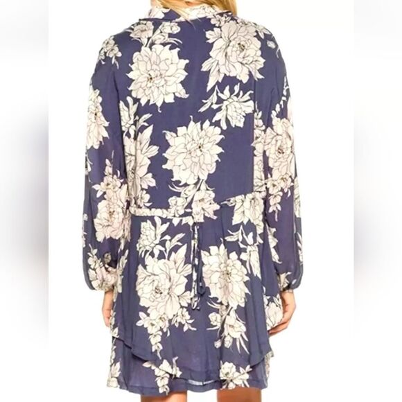 Free People Blue  Floral SHAKE IT  Flowy Dress Size S With Pockets - Picture 2 of 16